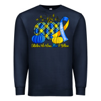 Navy october we wear blue and yellow with pumpkins Premium Sweatshirt - Artiststas
