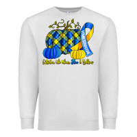 Oatmeal Heather october we wear blue and yellow with pumpkins Premium Sweatshirt - Artiststas