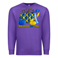 Purple october we wear blue and yellow with pumpkins Premium Sweatshirt - Artiststas