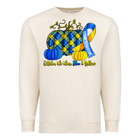 Sandshell october we wear blue and yellow with pumpkins Premium Sweatshirt - Artiststas
