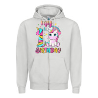 Dove Grey my 1 st birthday with little cute unicorn Zipper Hoodie - NancyCooperArtShop