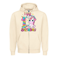 Sandshell my 1 st birthday with little cute unicorn Zipper Hoodie - NancyCooperArtShop