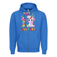 True Royal my 1 st birthday with little cute unicorn Zipper Hoodie - NancyCooperArtShop