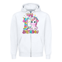 White my 1 st birthday with little cute unicorn Zipper Hoodie - NancyCooperArtShop