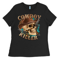 Black cowboy killer with skull Ladies Tee - texasbilliewilder
