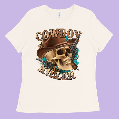 Ladies Tee cowboy killer with skull