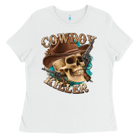 White cowboy killer with skull Ladies Tee - texasbilliewilder