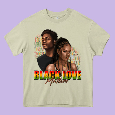 Afro Black Love Matters Heavy Core Tee Designed By Texasbilliewilder