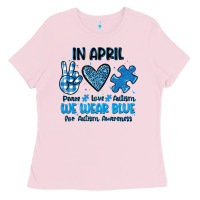 Bubblegum Pink in april we wear blue Ladies Tee - JahusDesignShop