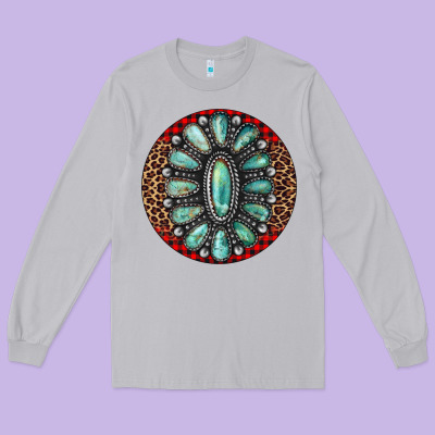 Turquoise Gemstone Christmas Ornament Long Sleeve Tee Designed By Jasminsmagicworld
