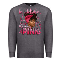 Charcoal Heather in october we wear pink with afro woman Premium Sweatshirt - Artiststas
