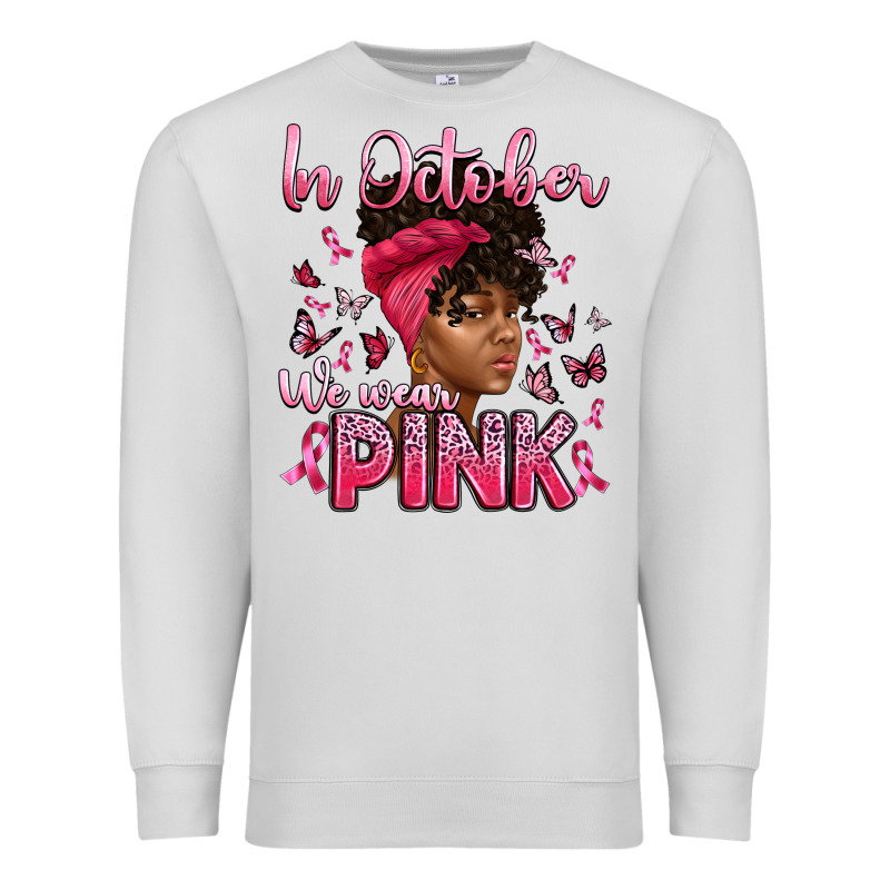 In October We Wear Pink With Afro Woman Premium Sweatshirt by Artiststas | Teevron