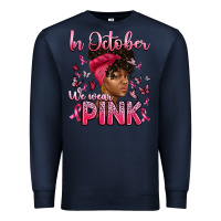Navy in october we wear pink with afro woman Premium Sweatshirt - Artiststas