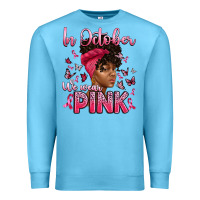 Ocean Blue in october we wear pink with afro woman Premium Sweatshirt - Artiststas
