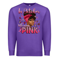 Purple in october we wear pink with afro woman Premium Sweatshirt - Artiststas