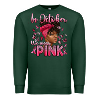 Sports Green in october we wear pink with afro woman Premium Sweatshirt - Artiststas