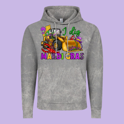 I Dig Mardi Gras Bulldozer Vintage Hoodie Designed By Jahusdesignshop