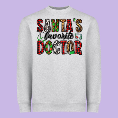 Santa's Favorite Doctor Heavyweight Sweatshirt Designed By Jasminsmagicworld