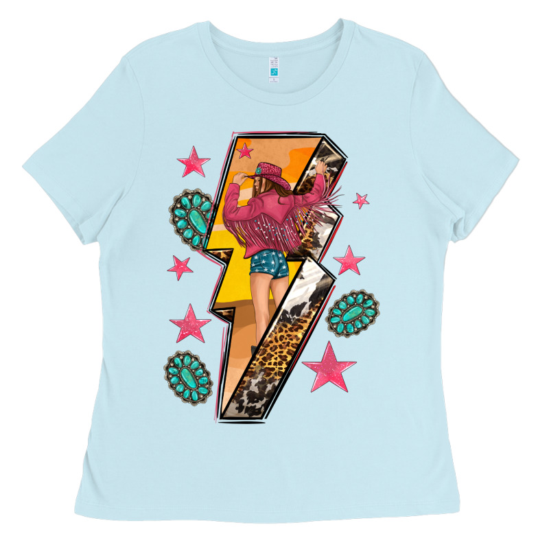 Cowgirl With Lightning Bolt Ladies Tee by texasbilliewilder | Teevron