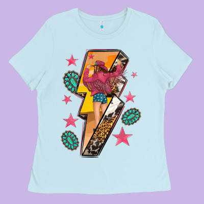 Ladies Tee cowgirl with lightning bolt