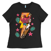 Black cowgirl with lightning bolt Ladies Tee - texasbilliewilder