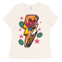 Bone cowgirl with lightning bolt Ladies Tee - texasbilliewilder
