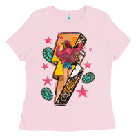 Bubblegum Pink cowgirl with lightning bolt Ladies Tee - texasbilliewilder
