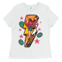 White cowgirl with lightning bolt Ladies Tee - texasbilliewilder