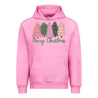 Fuchsia Pink merry christmas trees Urban Hoodie - CowGirlArtShop