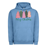 Pigment Pebble Blue merry christmas trees Urban Hoodie - CowGirlArtShop