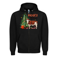Black mooey christmas Zipper Hoodie - MaliasSmallBusiness
