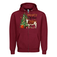 Burgundy mooey christmas Zipper Hoodie - MaliasSmallBusiness