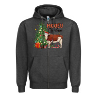 Charcoal Heather mooey christmas Zipper Hoodie - MaliasSmallBusiness
