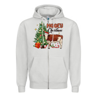 Dove Grey mooey christmas Zipper Hoodie - MaliasSmallBusiness