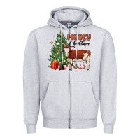 Heather Grey mooey christmas Zipper Hoodie - MaliasSmallBusiness