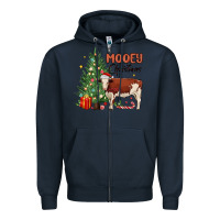 Navy mooey christmas Zipper Hoodie - MaliasSmallBusiness
