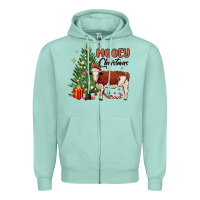 Seafoam mooey christmas Zipper Hoodie - MaliasSmallBusiness