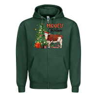 Sports Green mooey christmas Zipper Hoodie - MaliasSmallBusiness