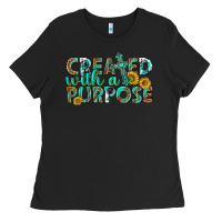 Black created with a purpose Ladies Tee - texasbilliewilder