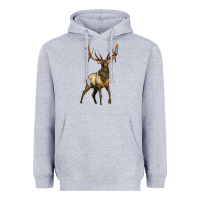 Heather Grey elk deer Heavyweight Hoodie - LillyAllenDesigns