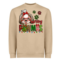 Merry Pawmas Christmas Shih Tzu Heavyweight Sweatshirt | Teevron