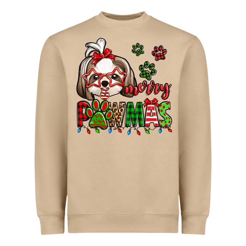 Merry Pawmas Christmas Shih Tzu Heavyweight Sweatshirt by Jasminsmagicworld | Teevron