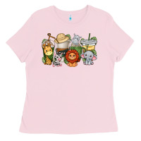 Bubblegum Pink cute baby safari animals coffee cups Ladies Tee - texasbilliewilder