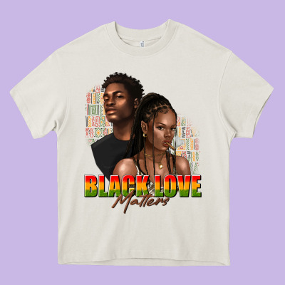 Afro Black Love Matters Heavy Core Tee Designed By Texasbilliewilder