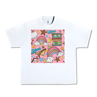 White school with rainbow seamless pattern Urban Heavy Tee - BundleAndBundleShop