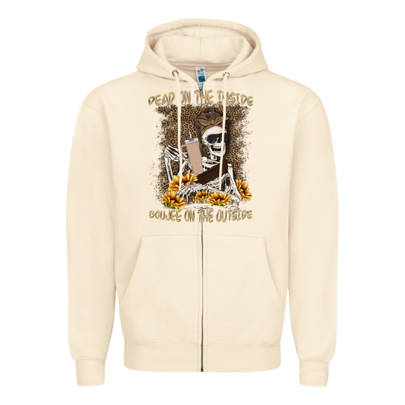 Dead Inside Boujee Outside Zipper Hoodie by MaliasSmallBusiness | Teevron