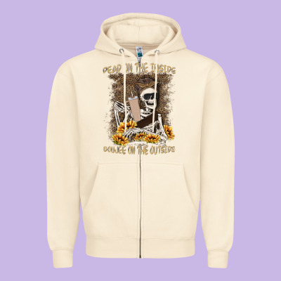 Dead Inside Boujee Outside Zipper Hoodie Designed By Maliassmallbusiness