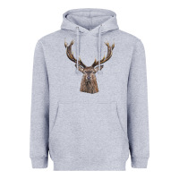 Heather Grey elk deer head Heavyweight Hoodie - LillyAllenDesigns