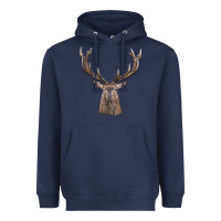 Navy elk deer head Heavyweight Hoodie - LillyAllenDesigns