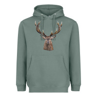 Sage elk deer head Heavyweight Hoodie - LillyAllenDesigns